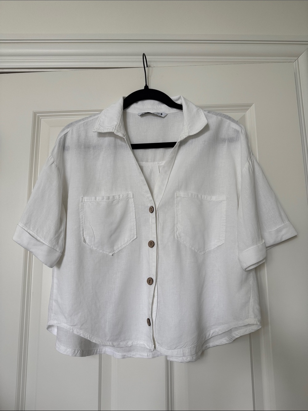 ZARA White Lightweight Collared Shirt